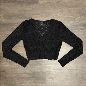 Windsor Black Lace Long Sleeve Crop Top